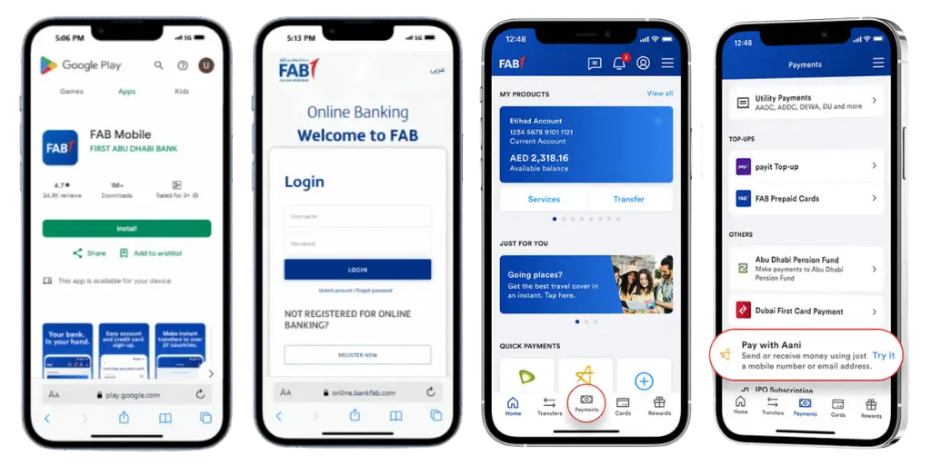 FAB Balance Check via Mobile Banking App