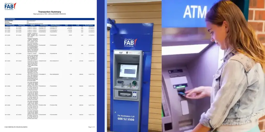 FAB Bank Statement at ATM
